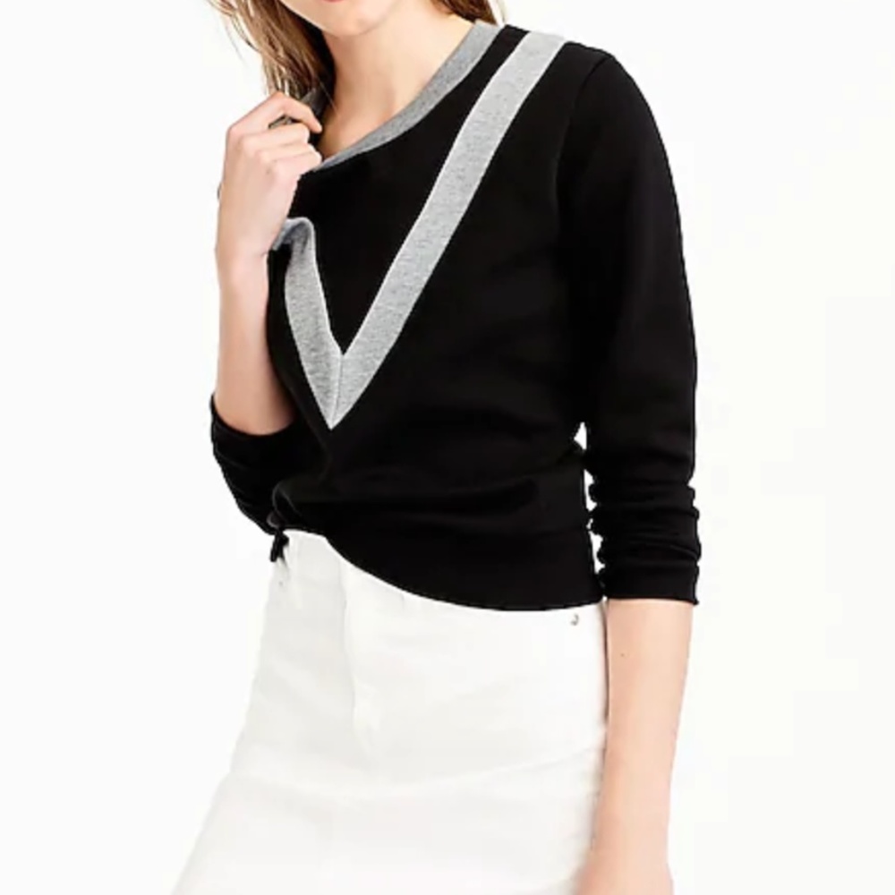 J Crew Black Varsity Colorblock Sweatshirt